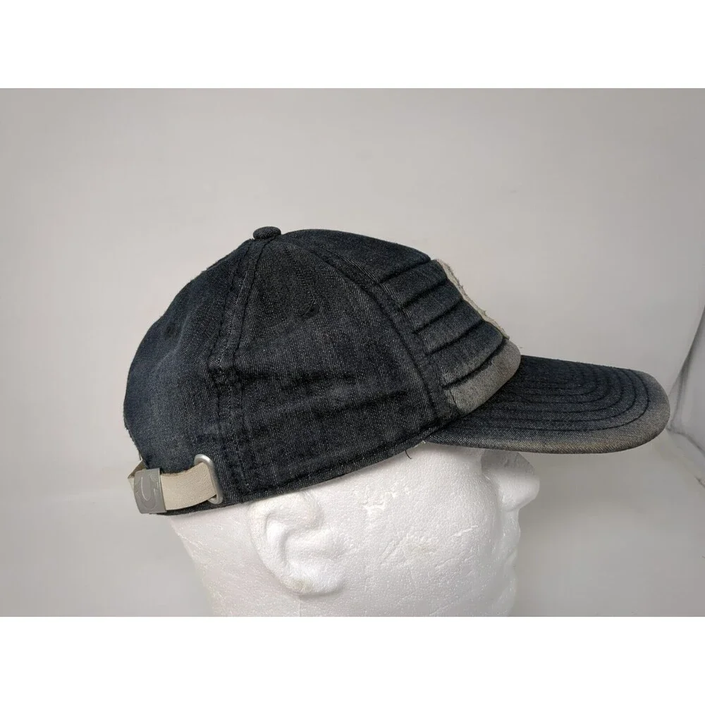 Vintage True Religion Denim Baseball Cap Leather Strap Hat‎ Blue Patch Logo Y2K